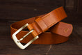 Bild in Galerie-Betrachter laden, Gürtel Ledergürtel Cognac Messing