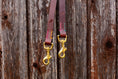 Bild in Galerie-Betrachter laden, Lederleine Hundeleine dunkelbraun Messingkarabiner pink