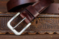 Bild in Galerie-Betrachter laden, Ledergürtel Gürtel aus dunkelbraunem Leder
