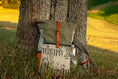 Bild in Galerie-Betrachter laden, Retro Canvas Rolltop Rucksack aus olivgrünem Canvas Leder und bedruckten Leinen. Limitierte Auflage von Rolltop Rucksäcken im einzigartigen Retro Style