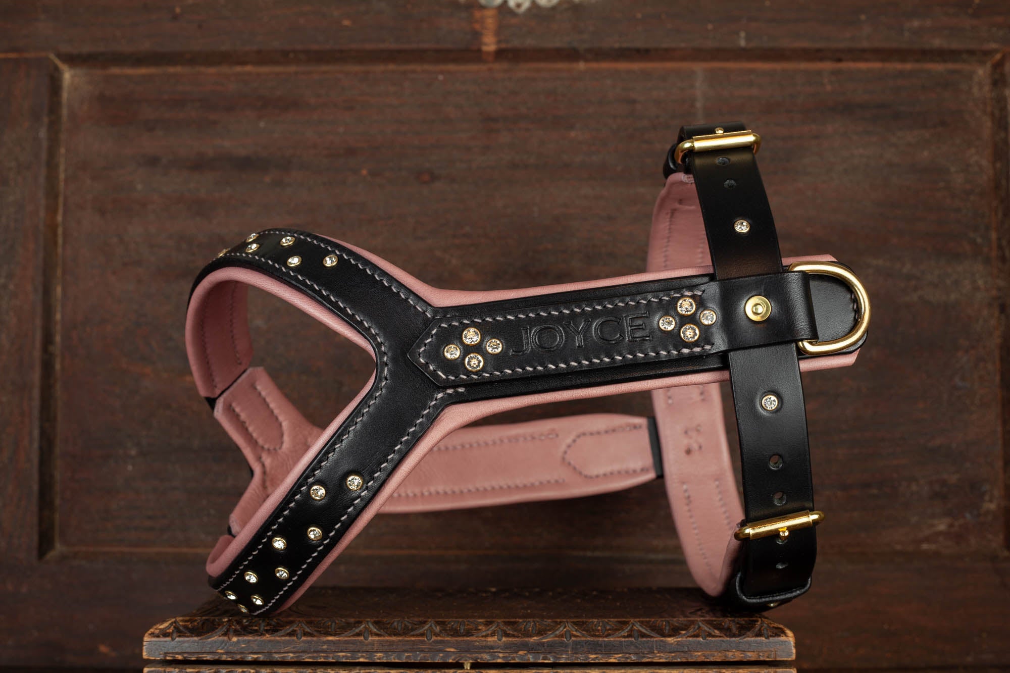 Geschirr Leder Strass Rosa