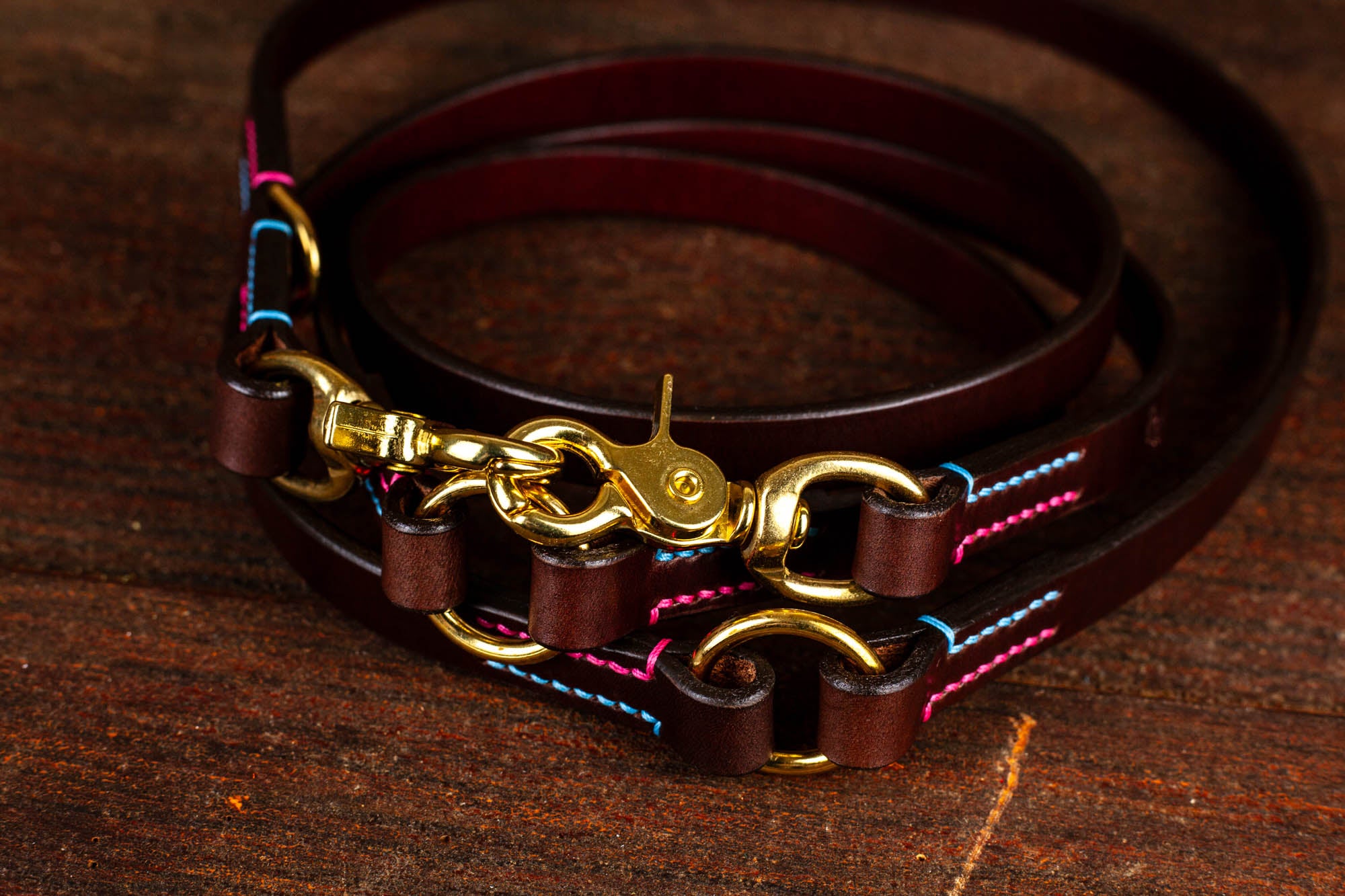 dreifach verstellbare  Hundeleine aus Leder Lederleine