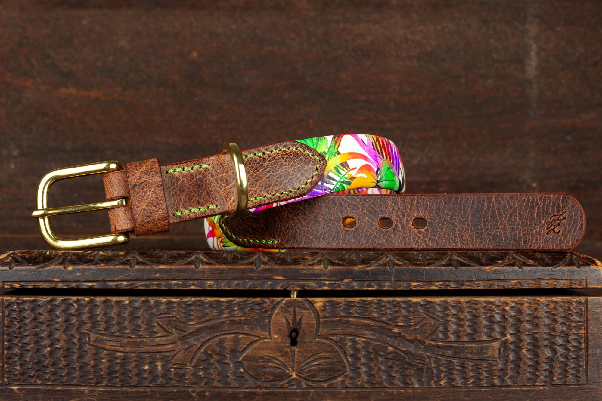 Hundehalsband buntes Muster Leder
