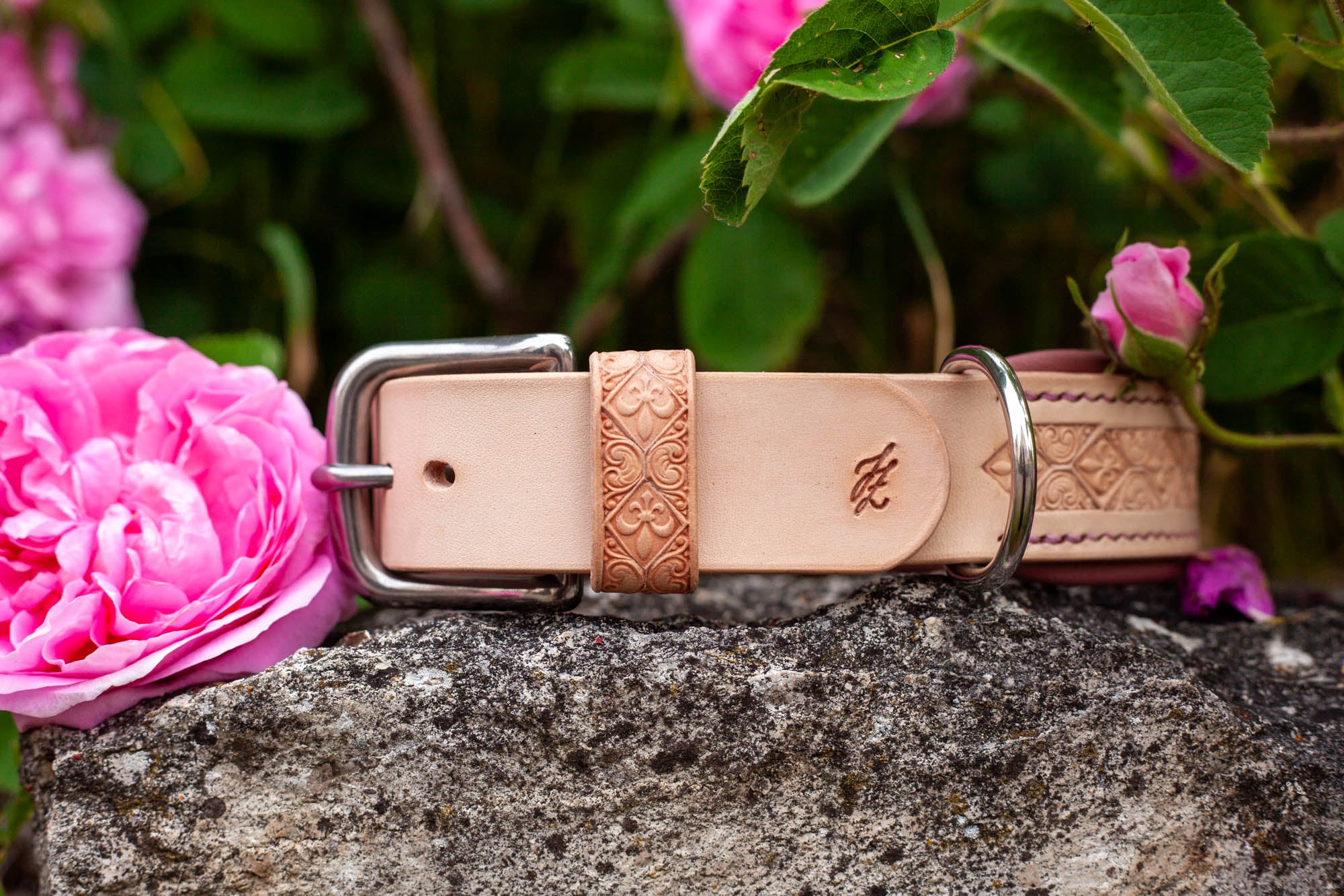 Halsband Naturleder Altrosa