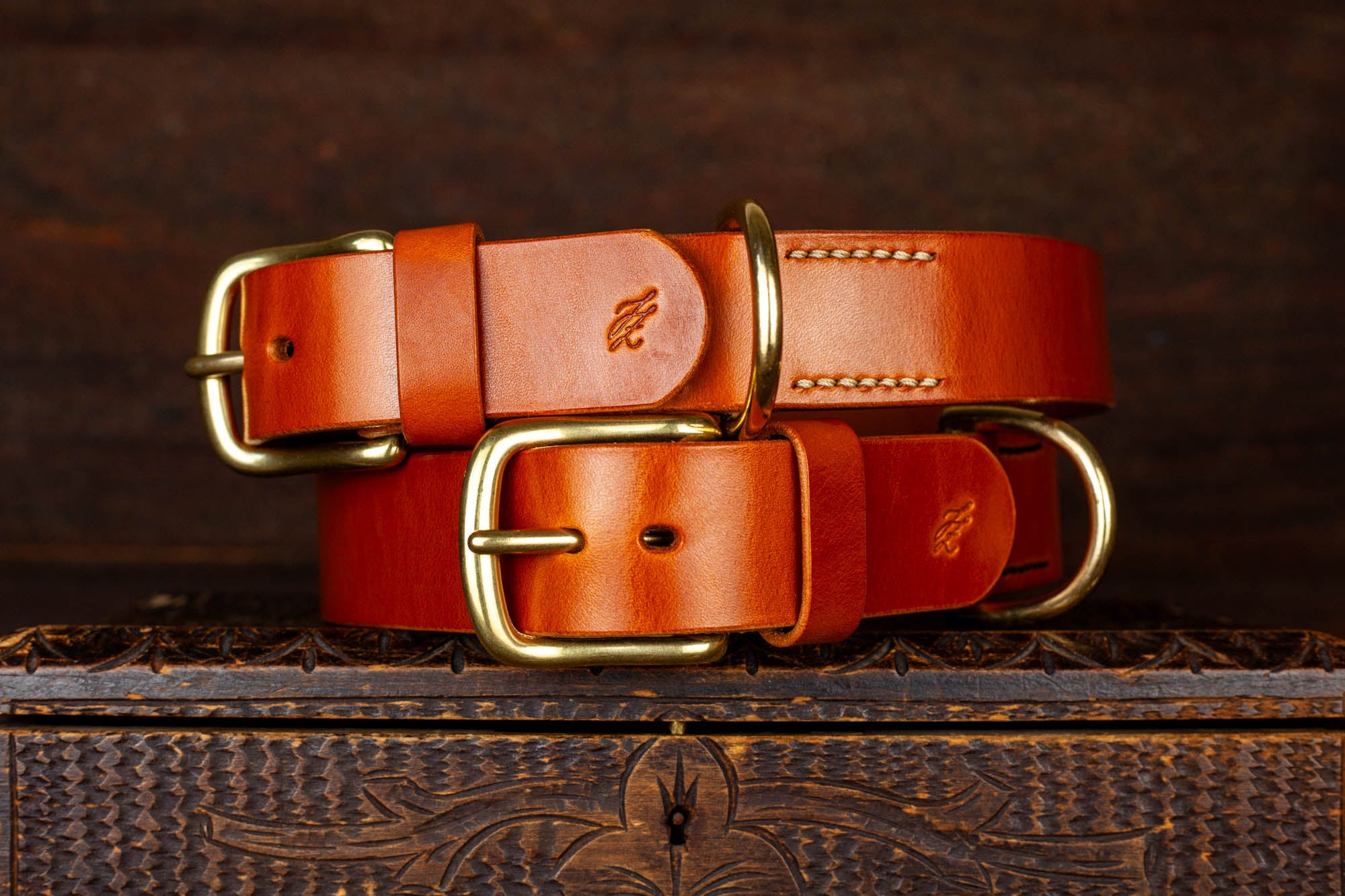 Halsband Hundehalsband aus Leder handgenäht