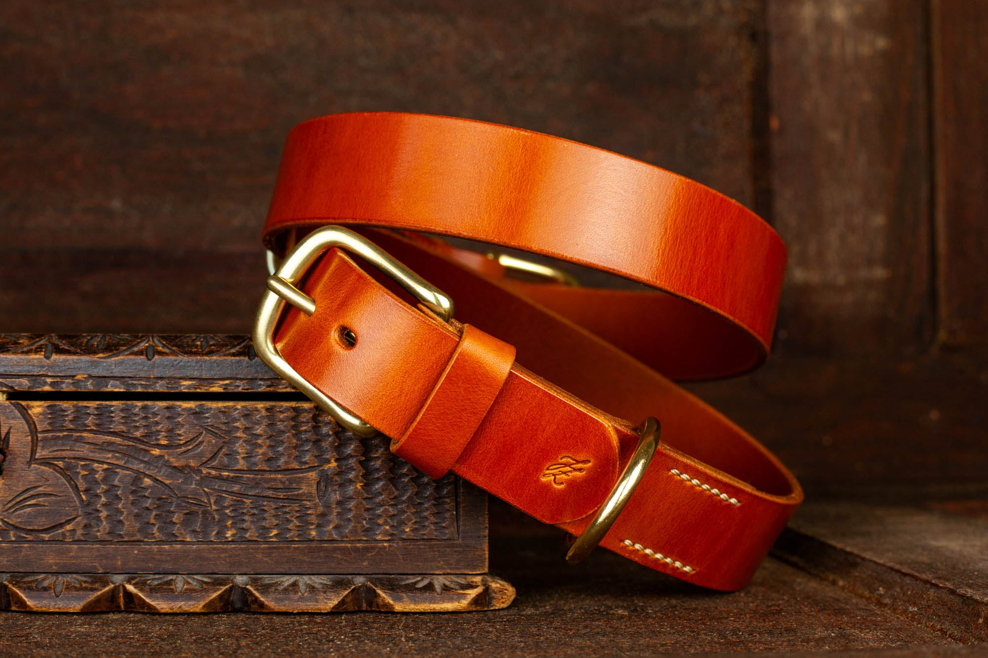 Lederhalsband Halsband Cognac