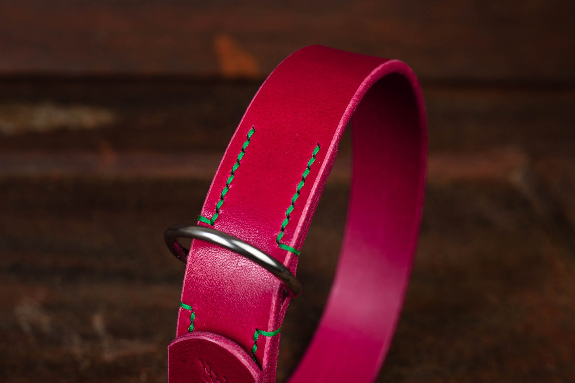 Hundehalsband Leder Pink Grün