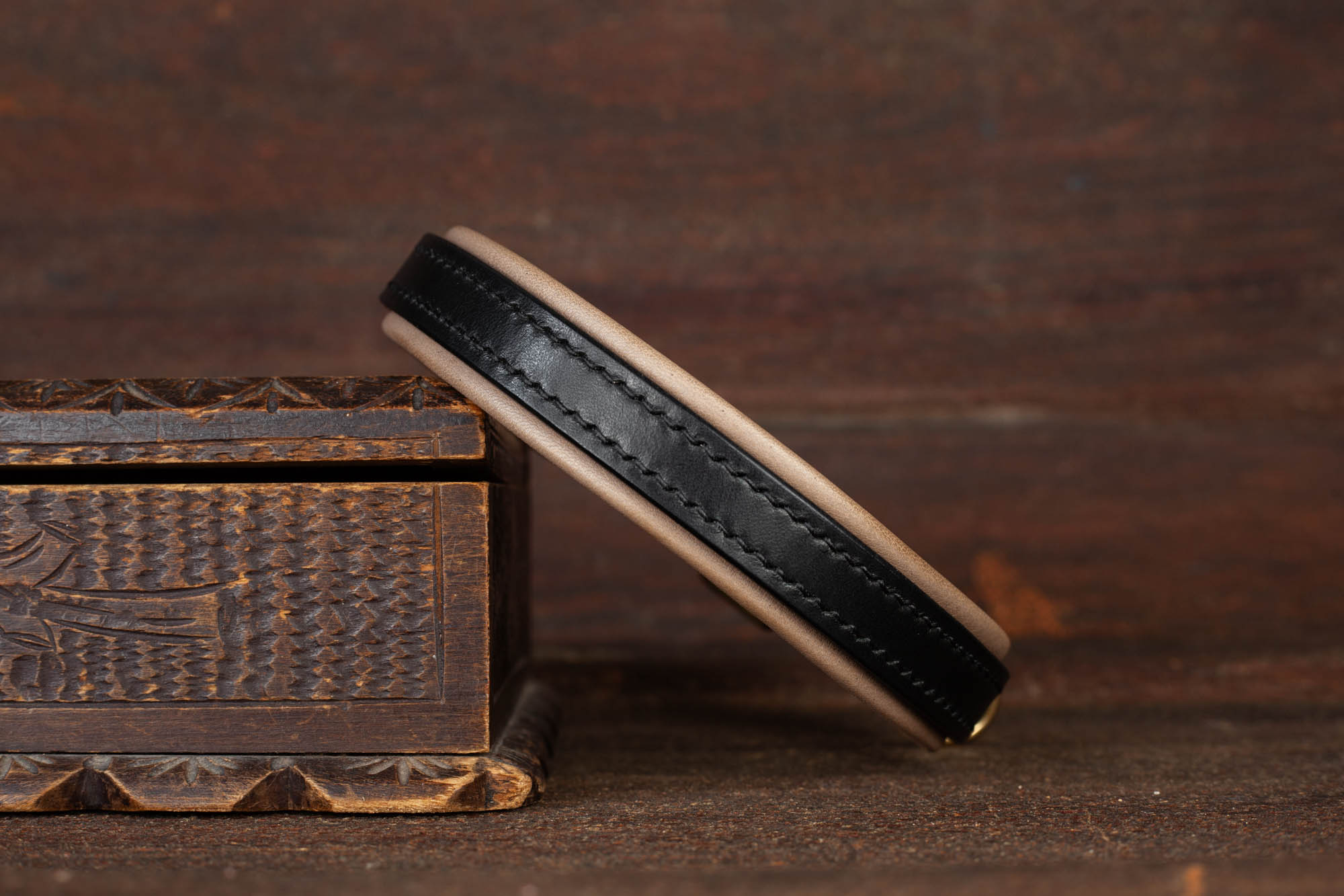 Halsband Leder Schwarz Hund