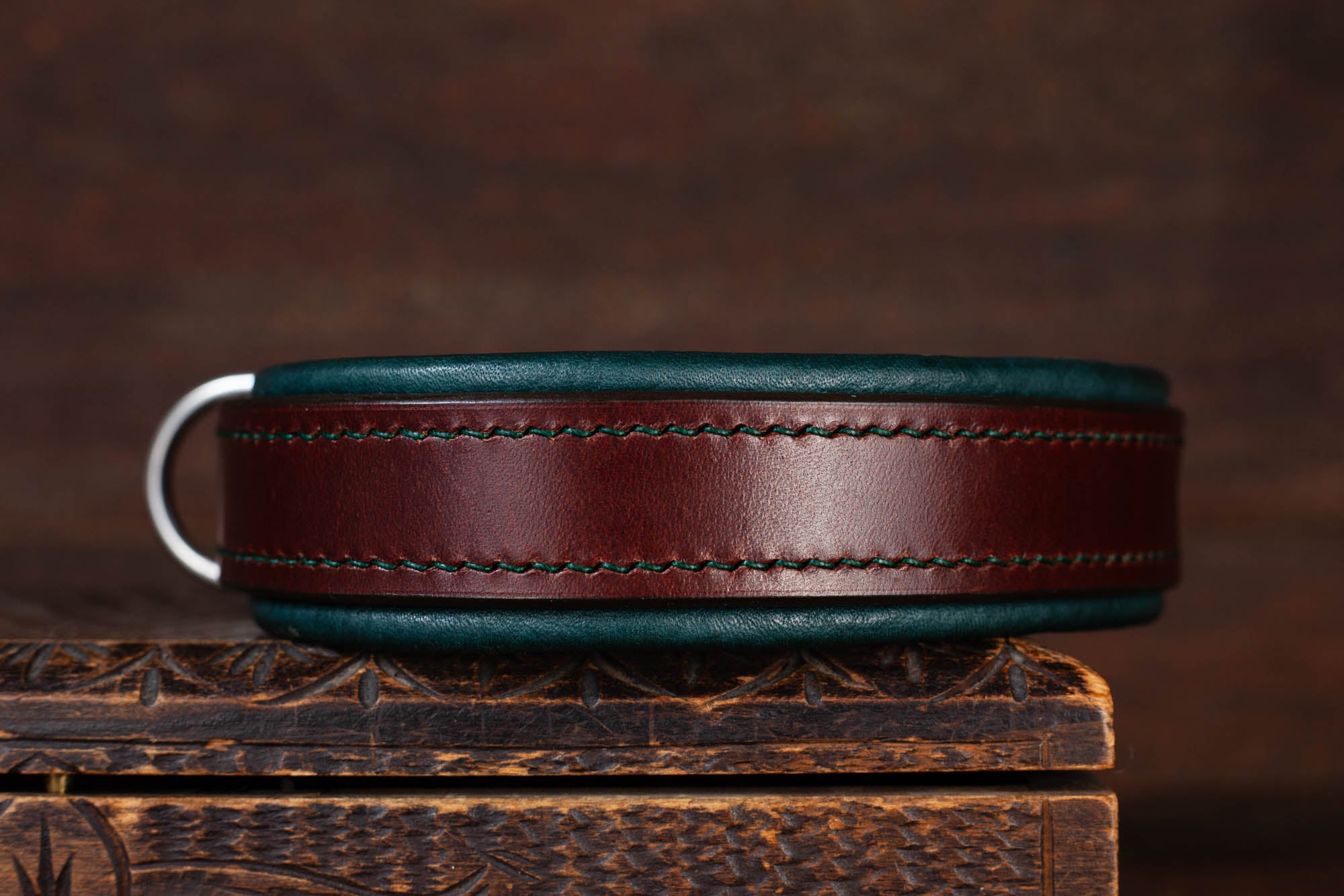 Hundehalsband Dunkelbraun Tanne Dunkelgrün Leder