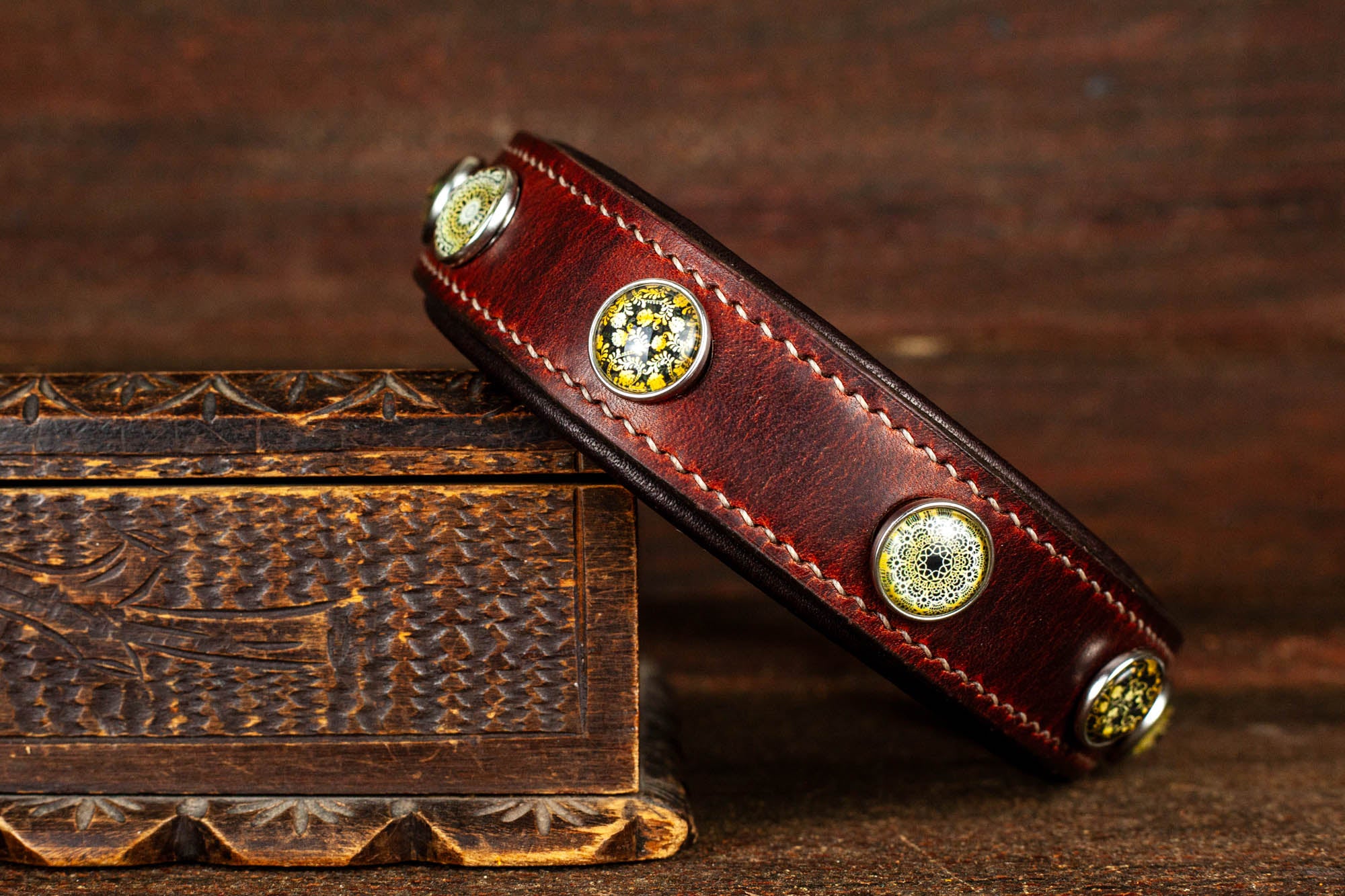 Lederhalsband Halsband Hundehalsband Hund Chunks Cabochons