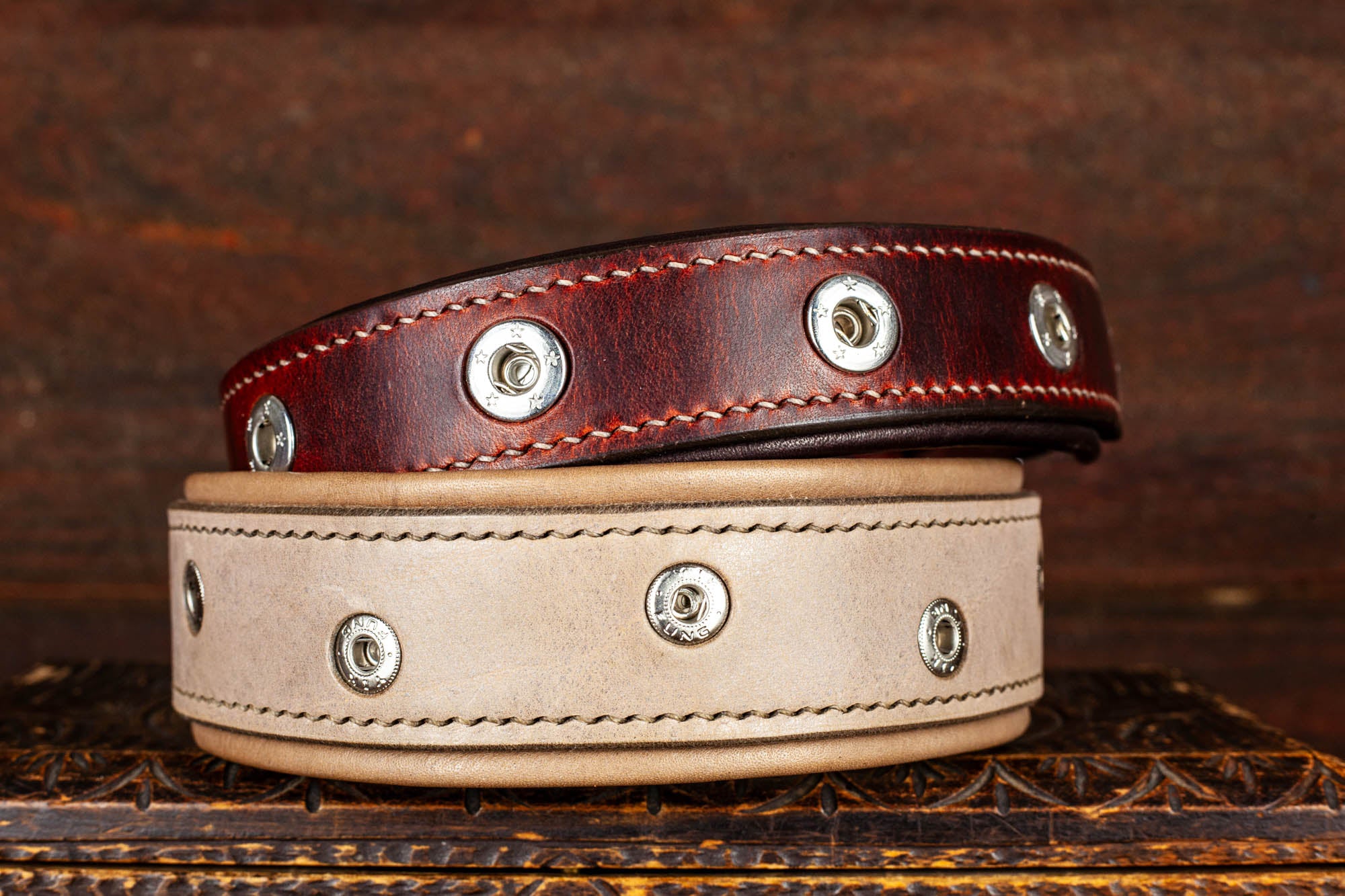 Hundehalsband Lederhalsband Halsband Leder mit Druckknöpfen