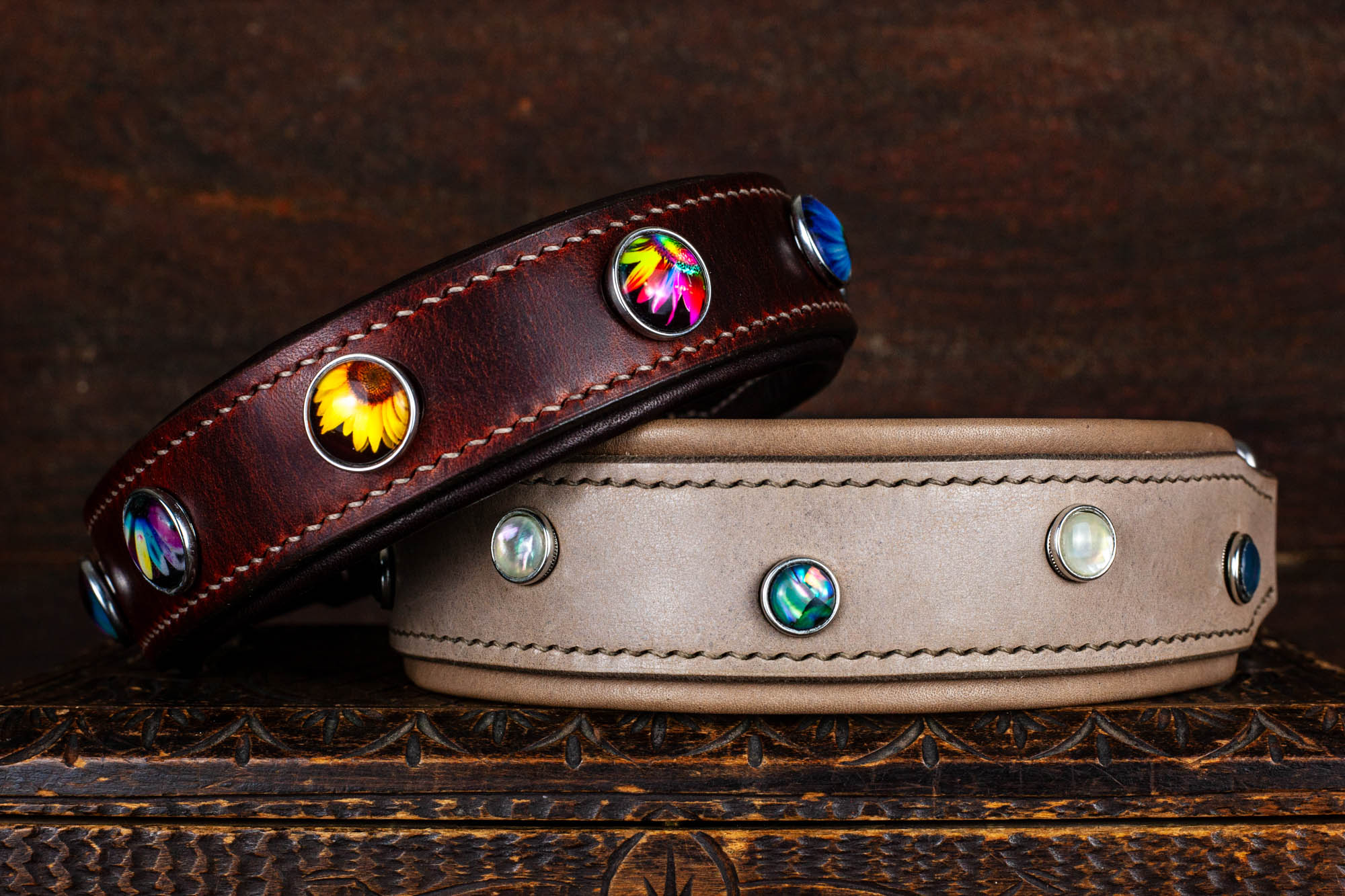 Halsband mit Druckknöpfen Cabochons Chunks zum selbstgestalten Hund