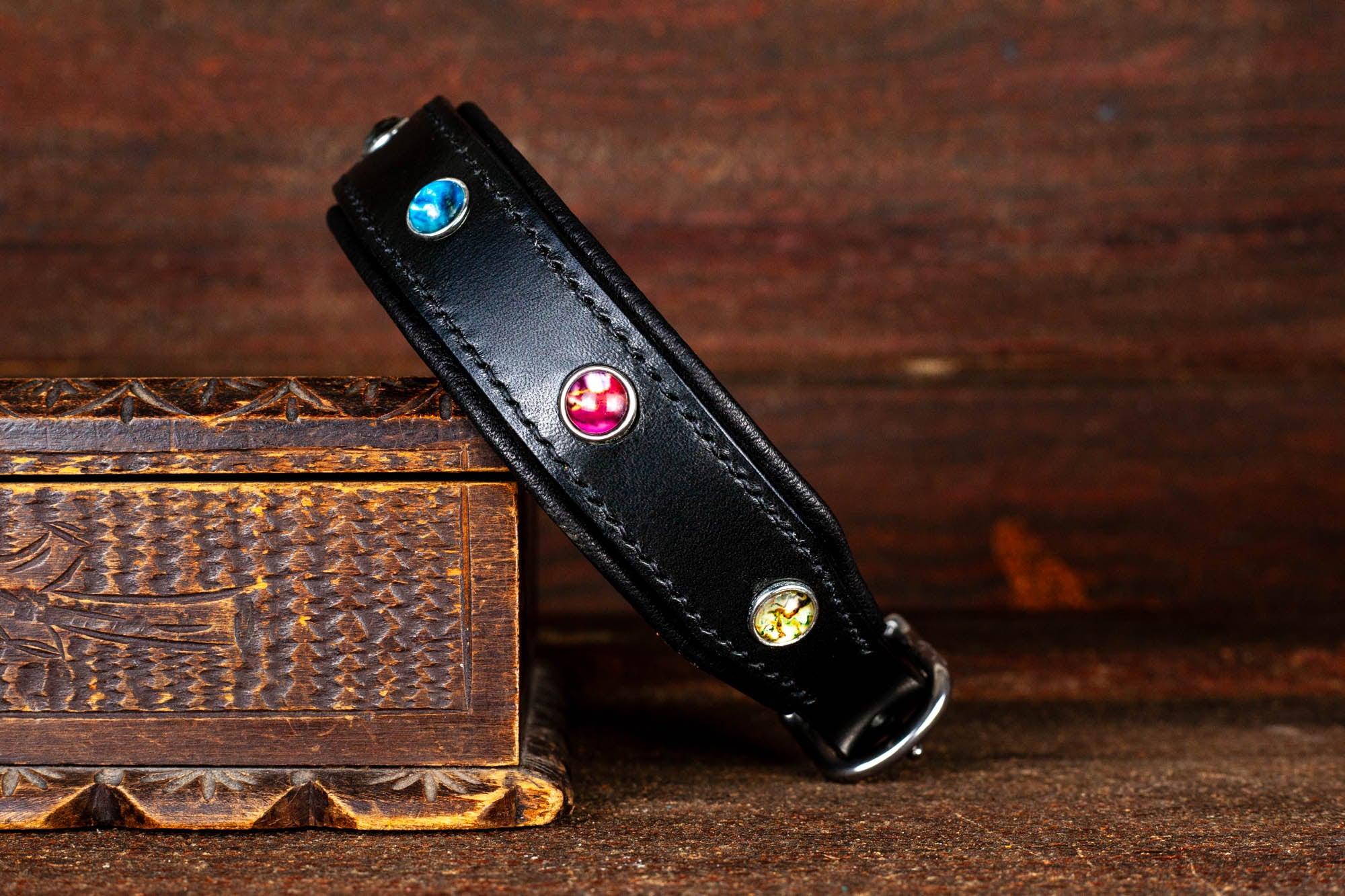 Halsband Hundehalsband Lederhalsband schwarz