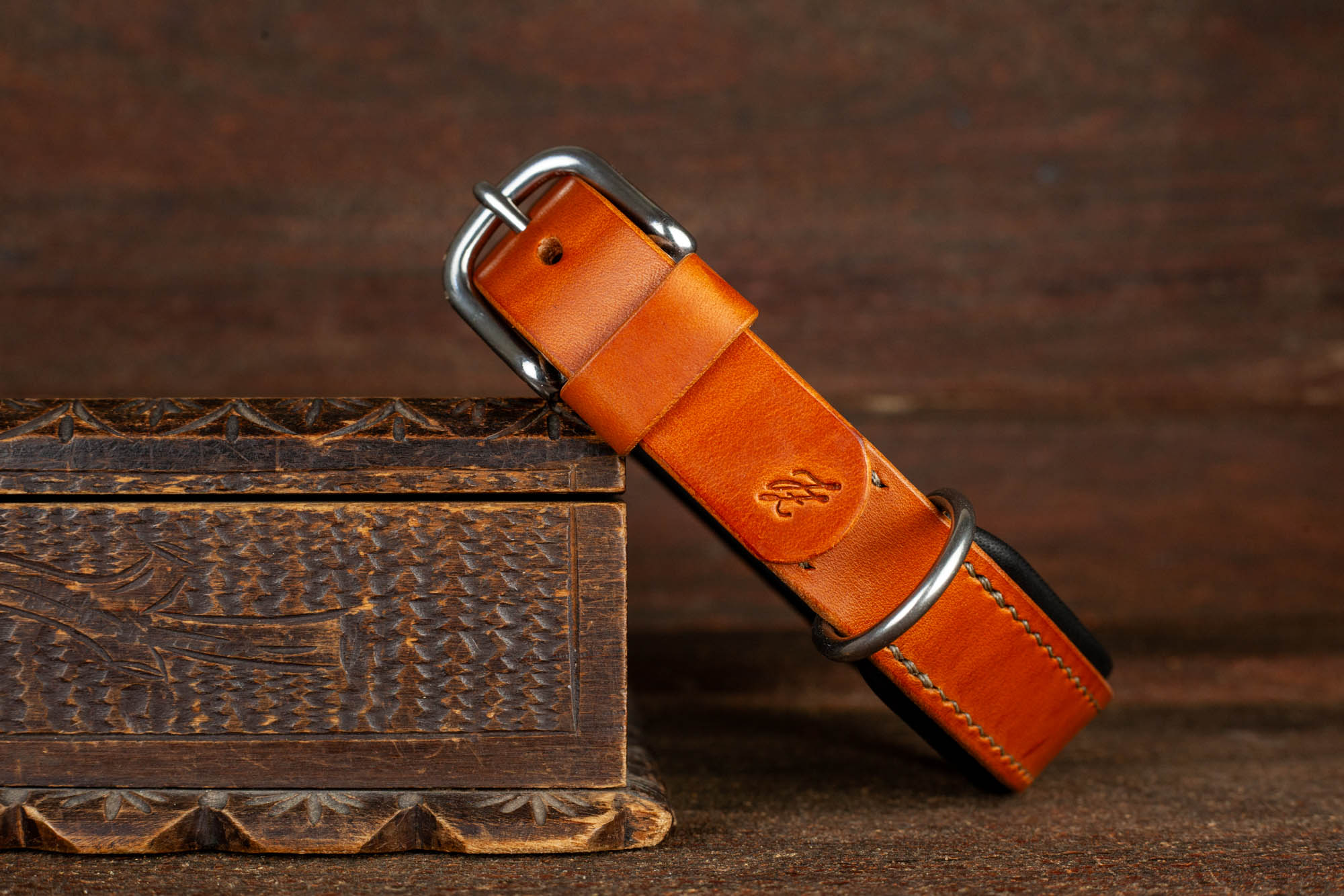 Hundehalsband Leder Cognac