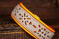 Bild in Galerie-Betrachter laden, Hundehalsband aus Leder mit Lochmuster Halsband Lederhalsband Orange
