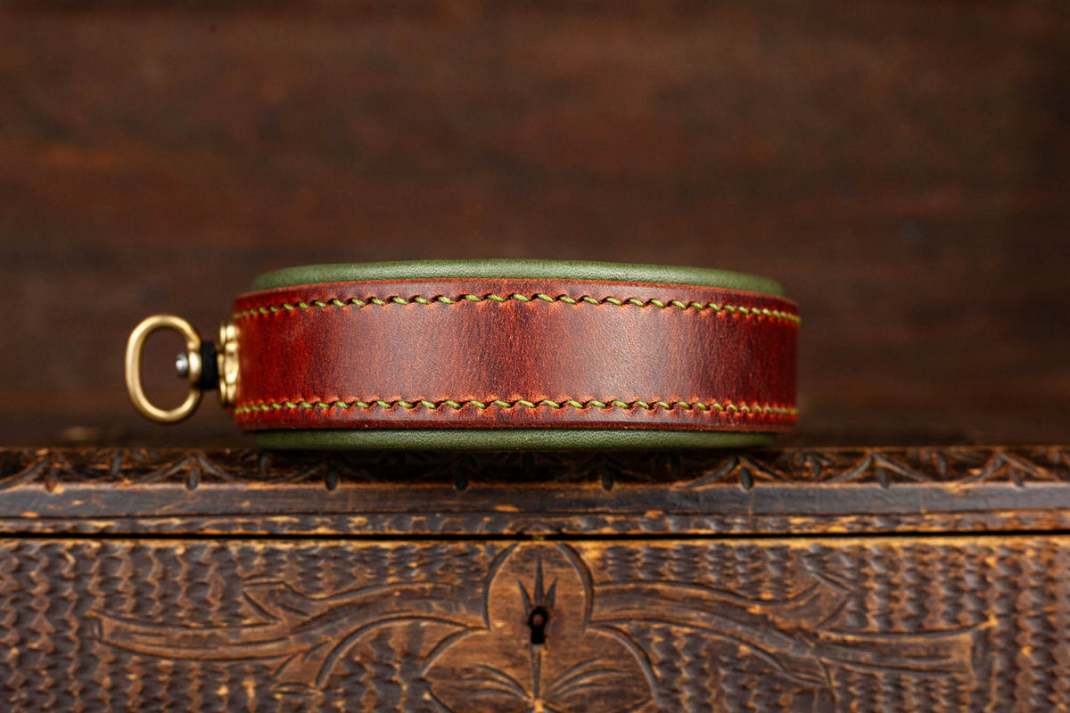 Schweißhalsung Leder Olive Braun