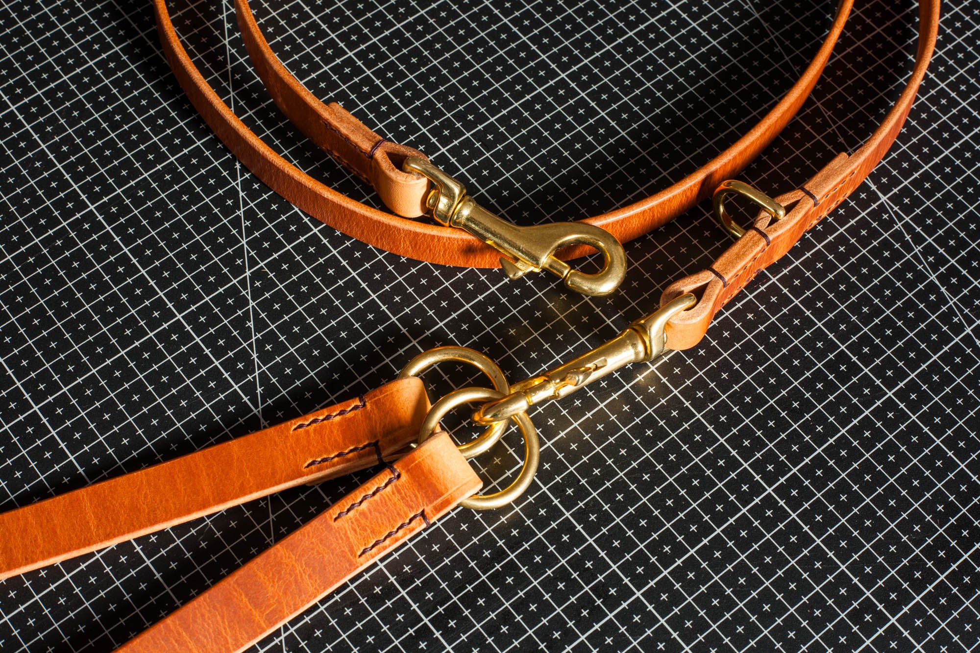 Koppelleine Doppelführer Leine für zwei Hunde aus Leder