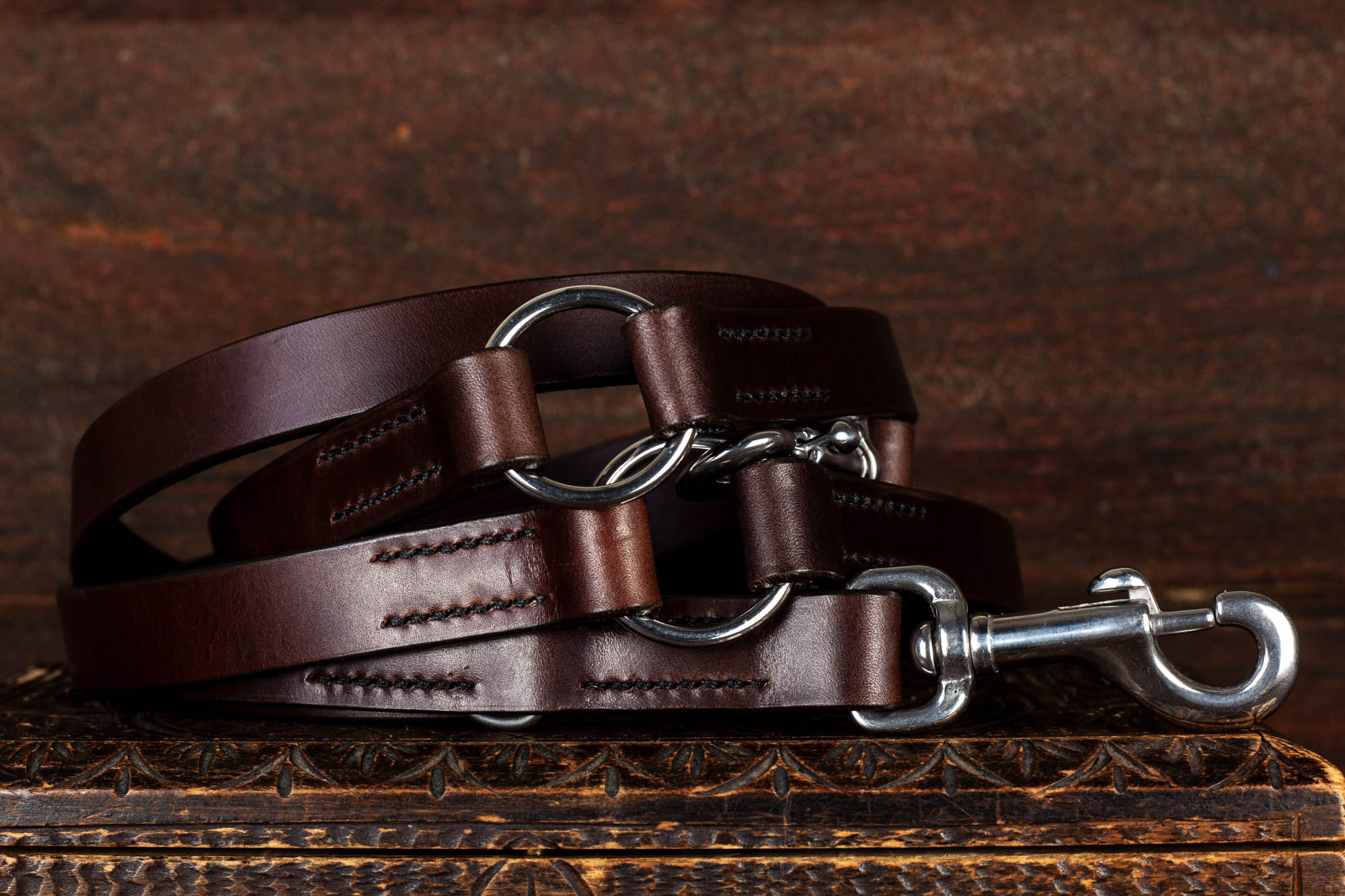 dreifach verstellbare Hundeleine aus Leder Lederleine 