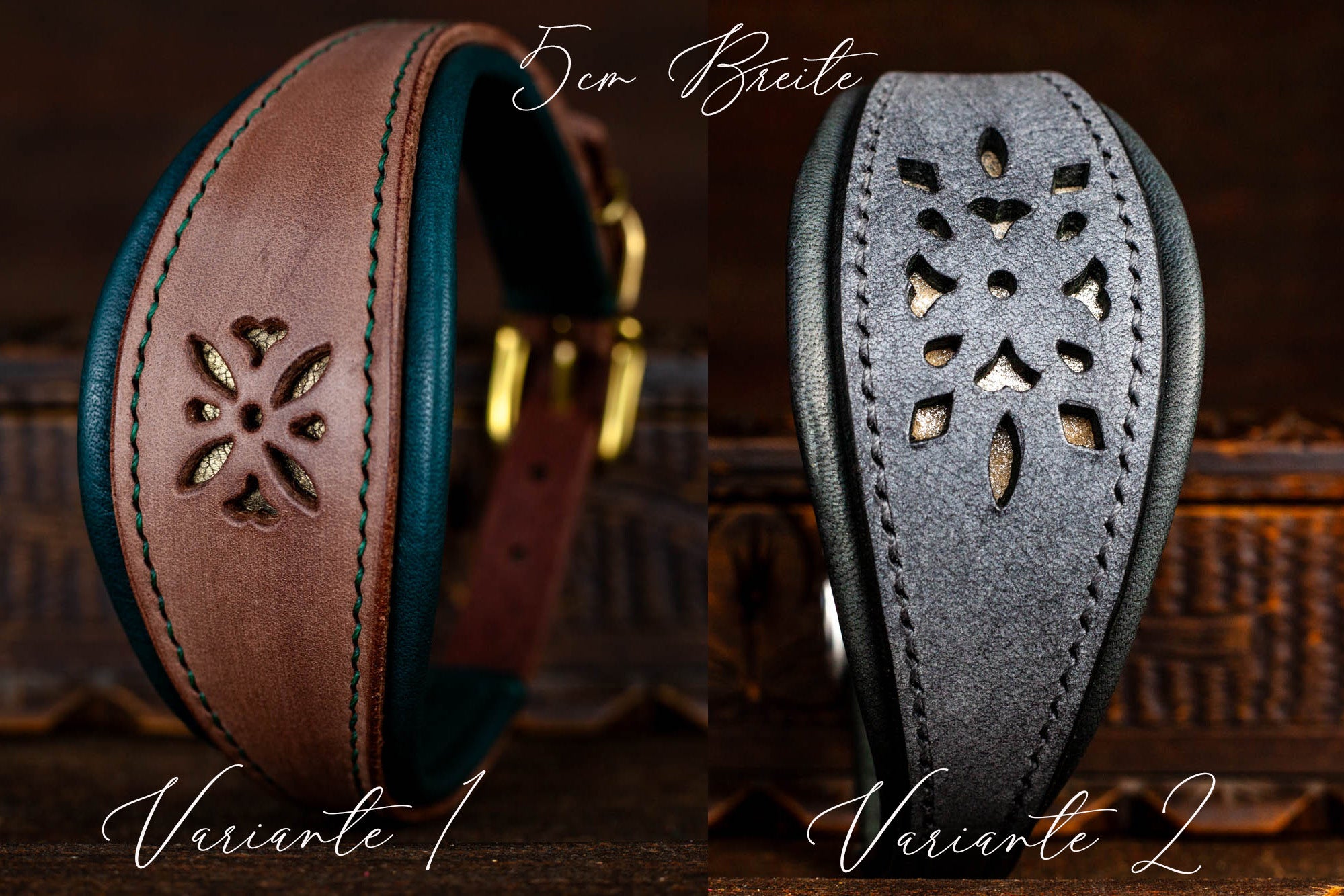 Lederhalsband Windhundhalsband Halsband für Windhund Galgo Whippet Windspiel aus Leder mit Lochmuster 