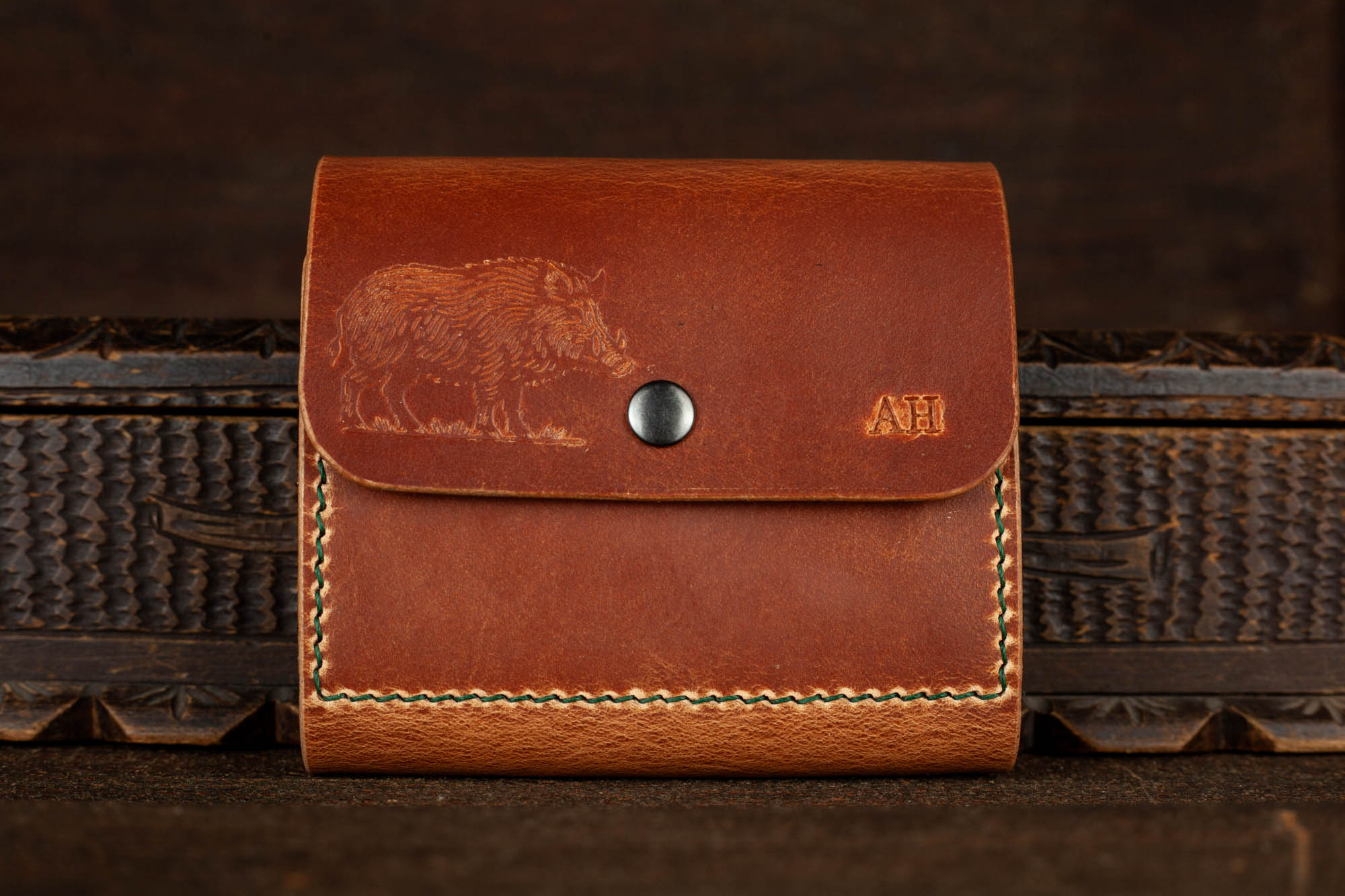 Lederetui Ledertasche Patronenetui Munitionstasche Leder Wildschwein