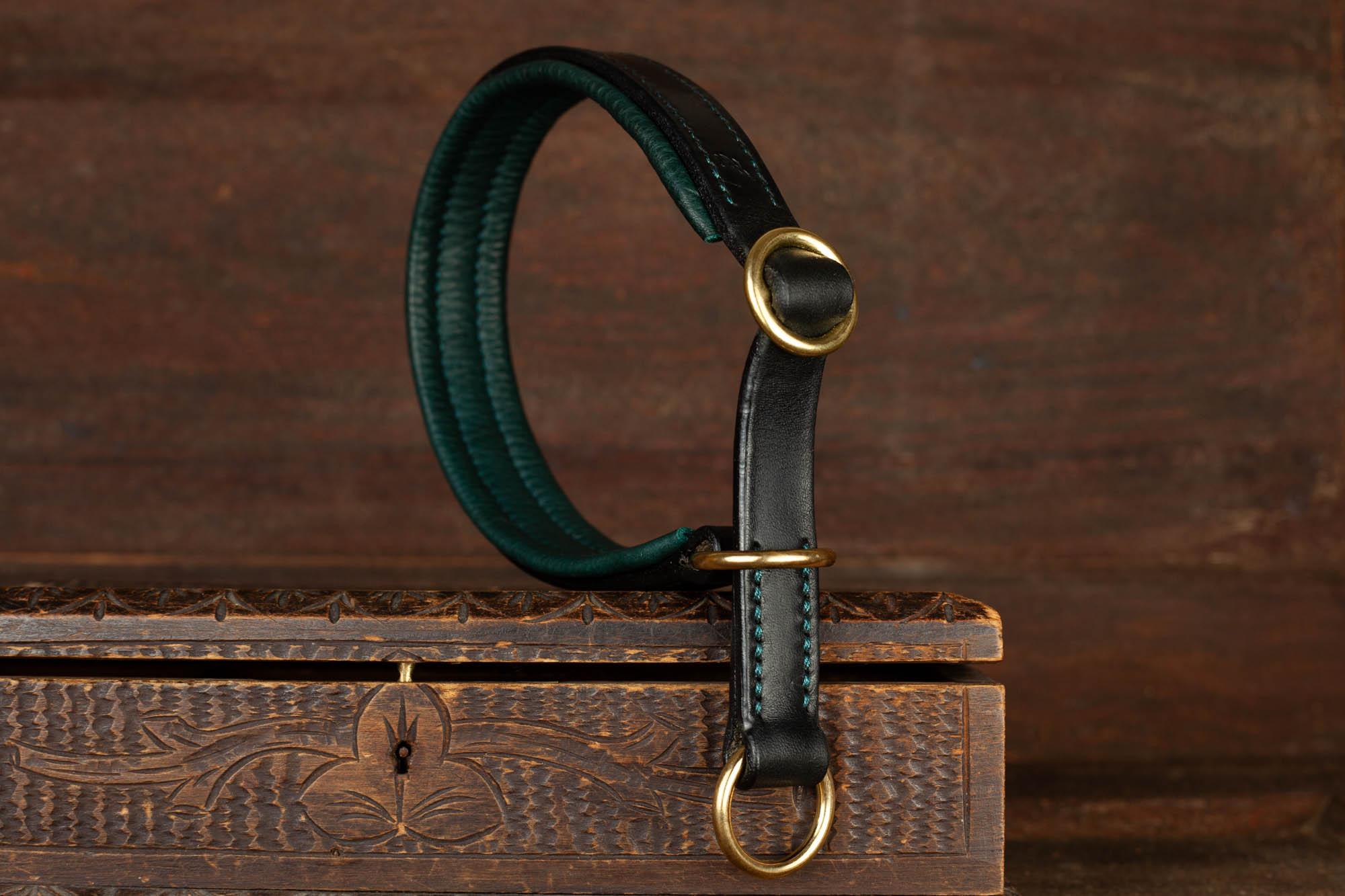 Zugstopphalsband Leder Schwarz