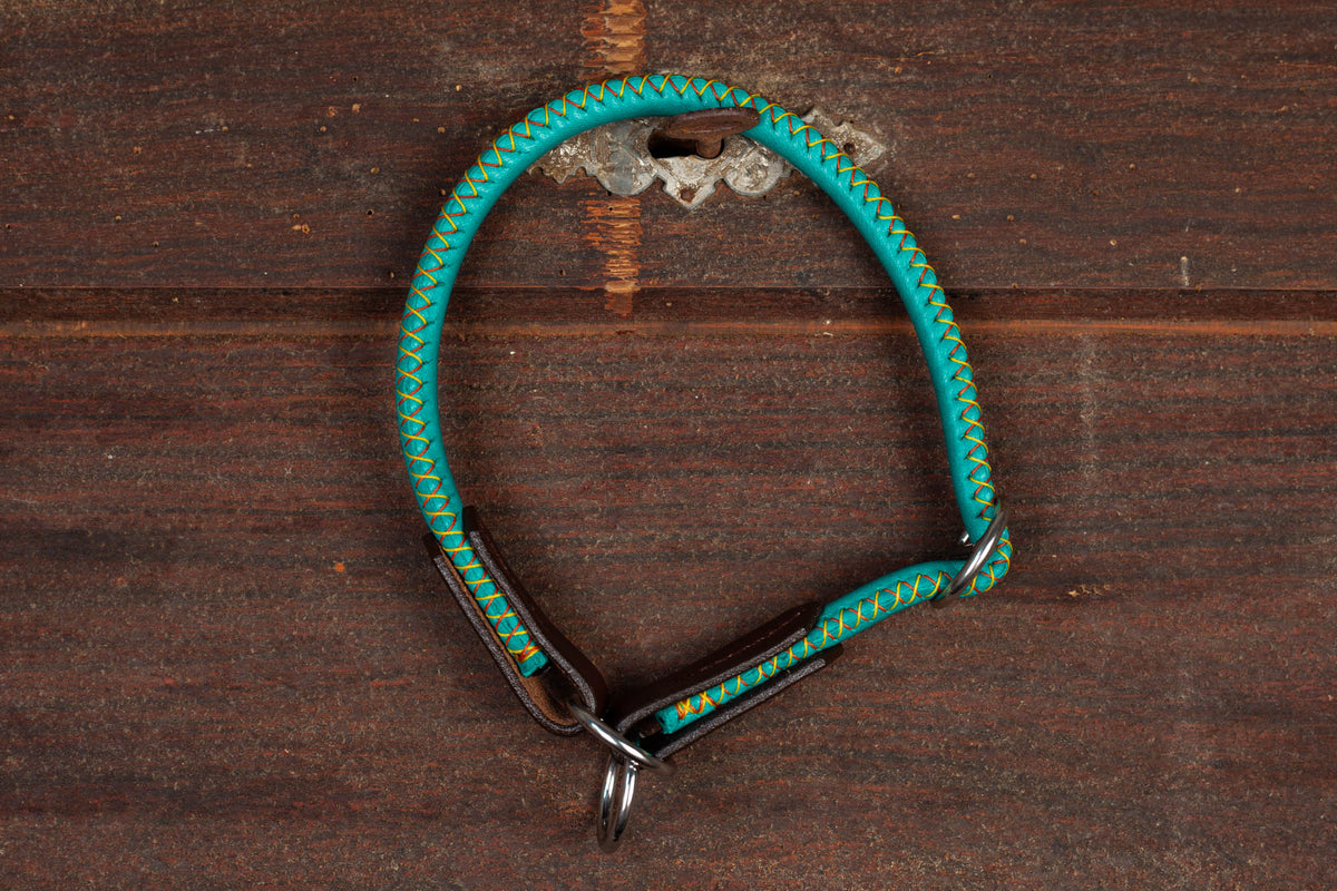 Retreiverhalsband rund Leder