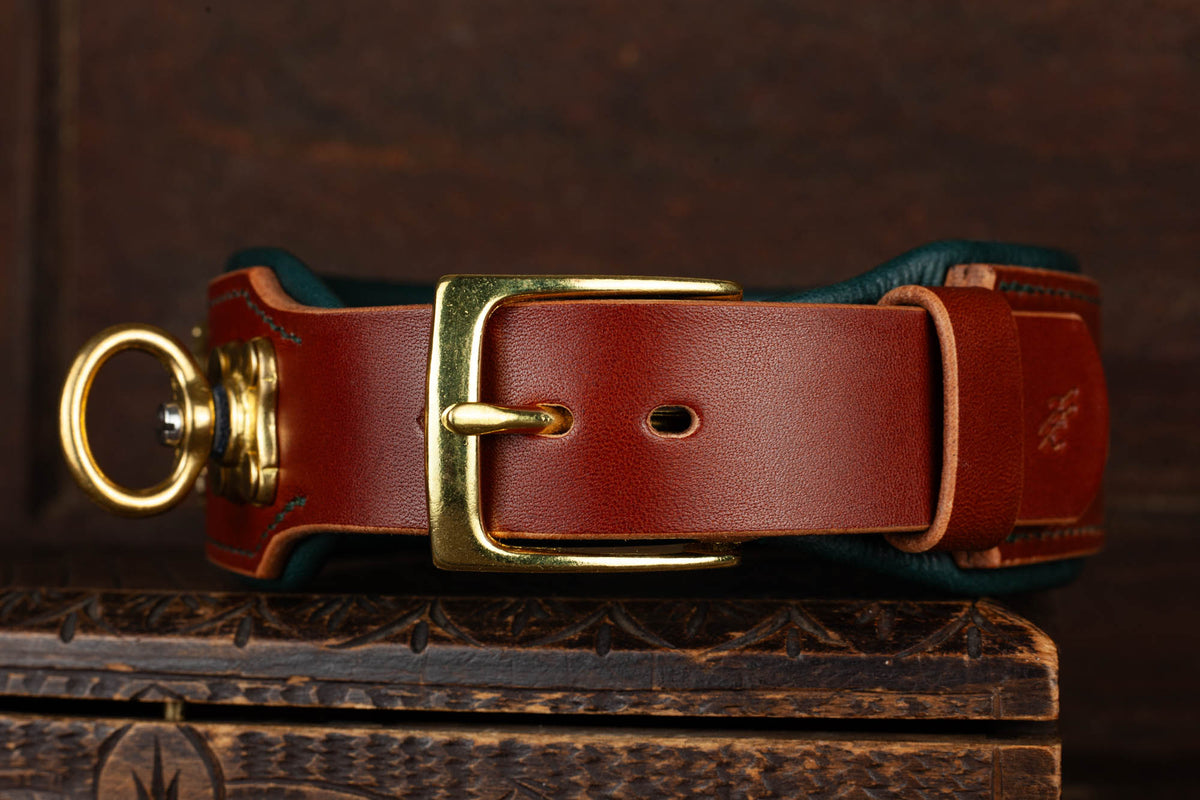 Schweißhalsung Leder Messing
