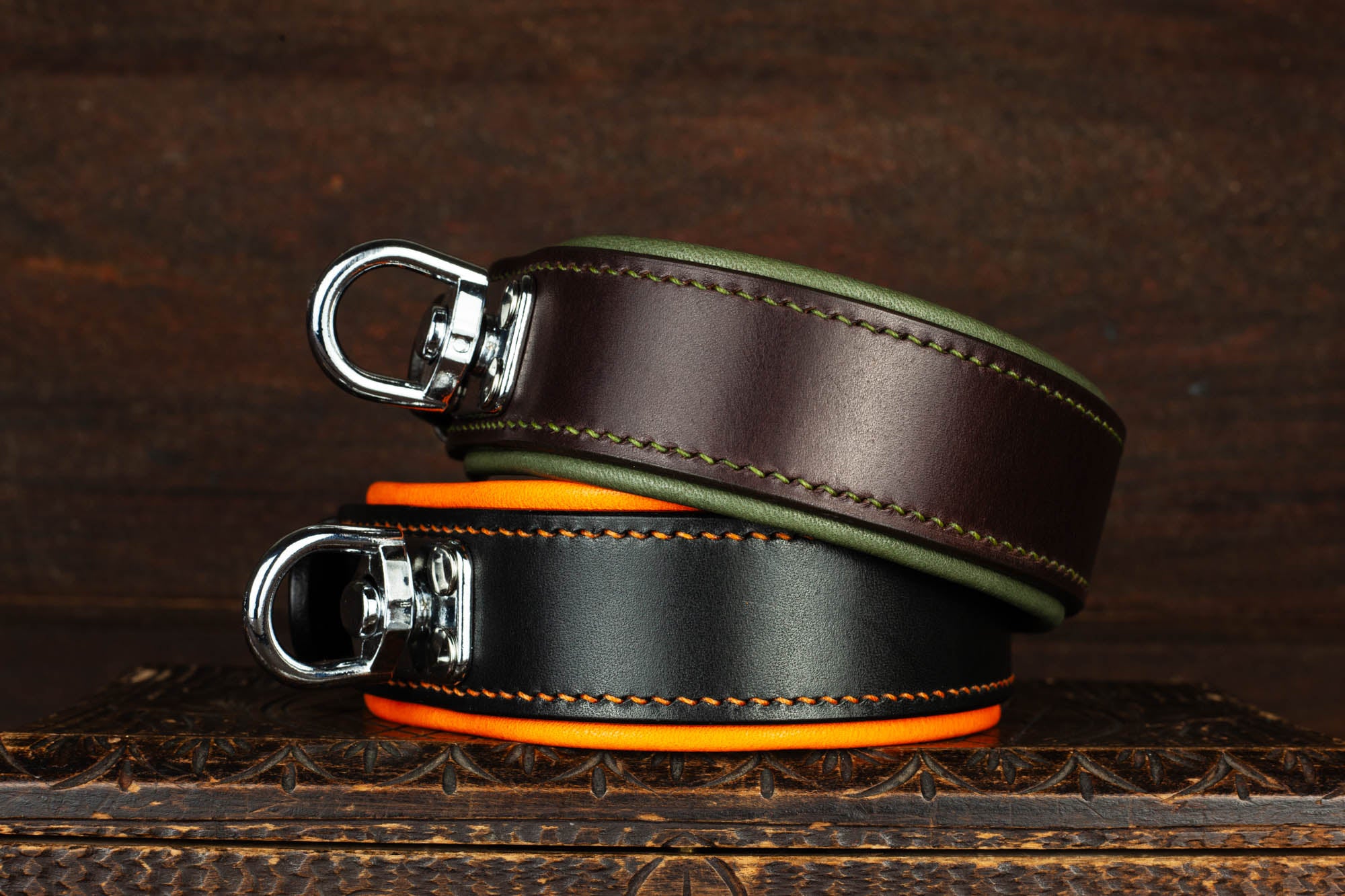 Schweißhalsung Schwarz Orange Olive Silber