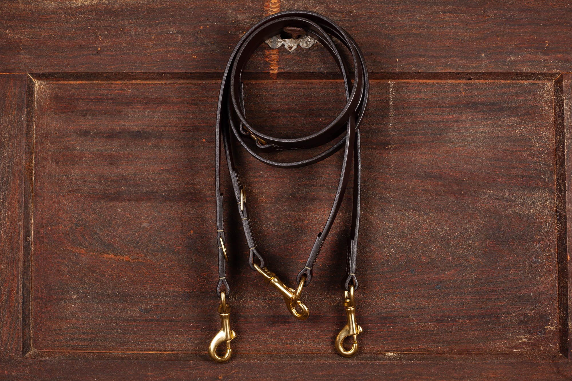 Multifunktionelle Hundeleine aus Leder Lederleine Leine verstellbar Dunkelbraun