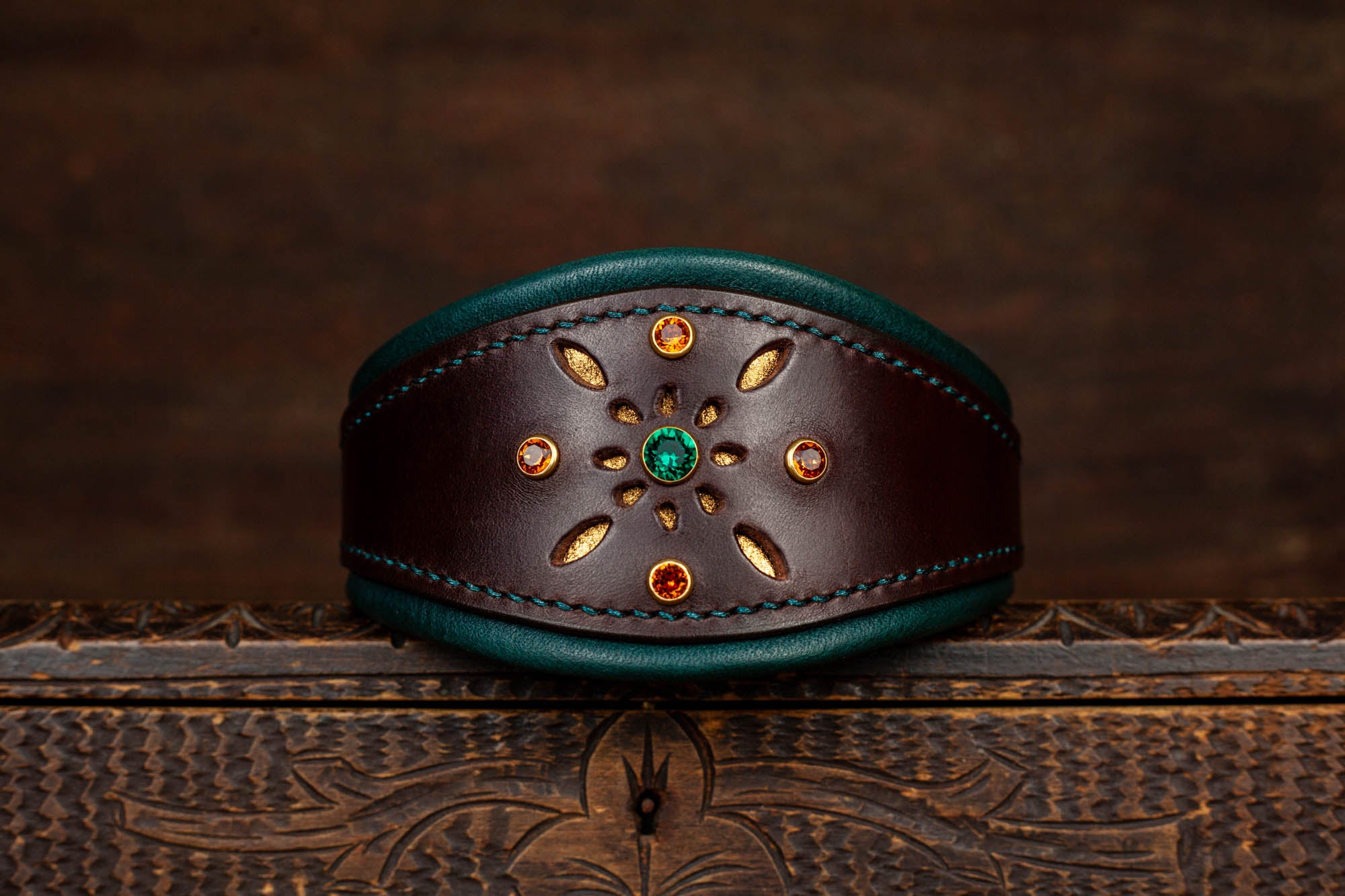 Windhundhalsband Halsband breit Leder 6cm Strass Gold Glitzer exklusiv Windhund Galgo