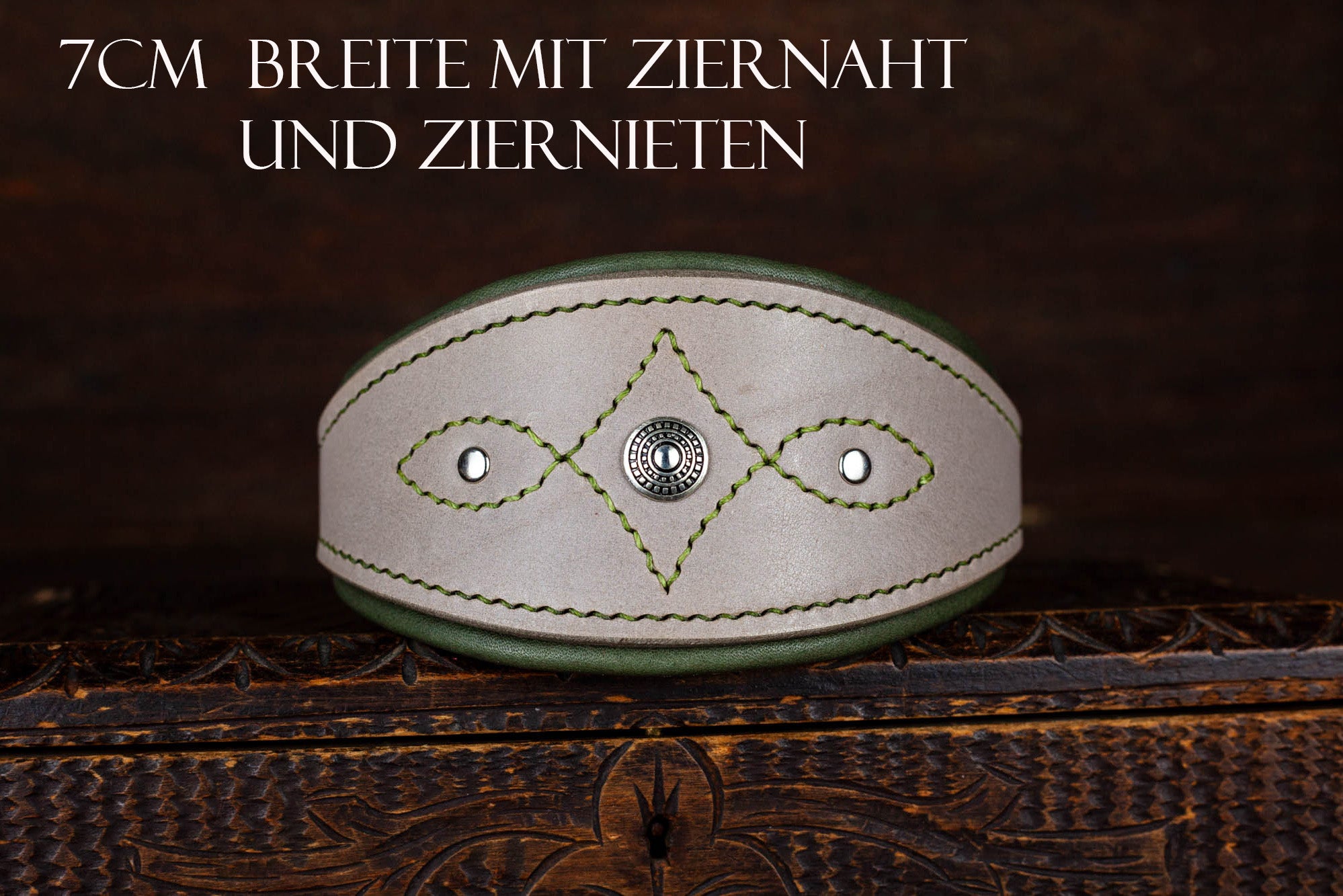 Windhundhalsband mit Ziernaht Leder