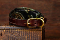 Bild in Galerie-Betrachter laden, Windhundhalsband Halsband für Windhunde Galgos Whippets Windspiel aus Leder mit Lochmuster und Strassnieten Swarovski Strass Dunkelbraun Gold
