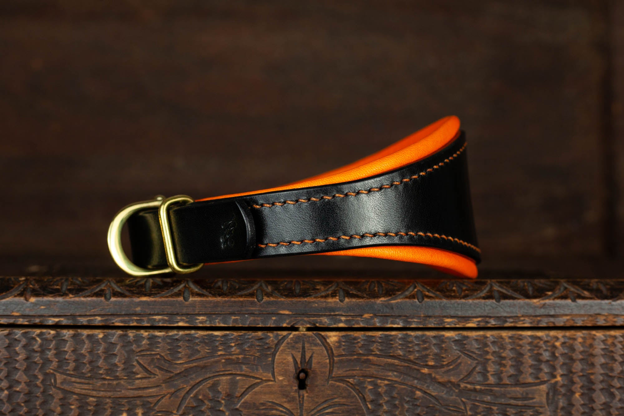 Windhundhalsband Halsband aus Leder Schwarz breit