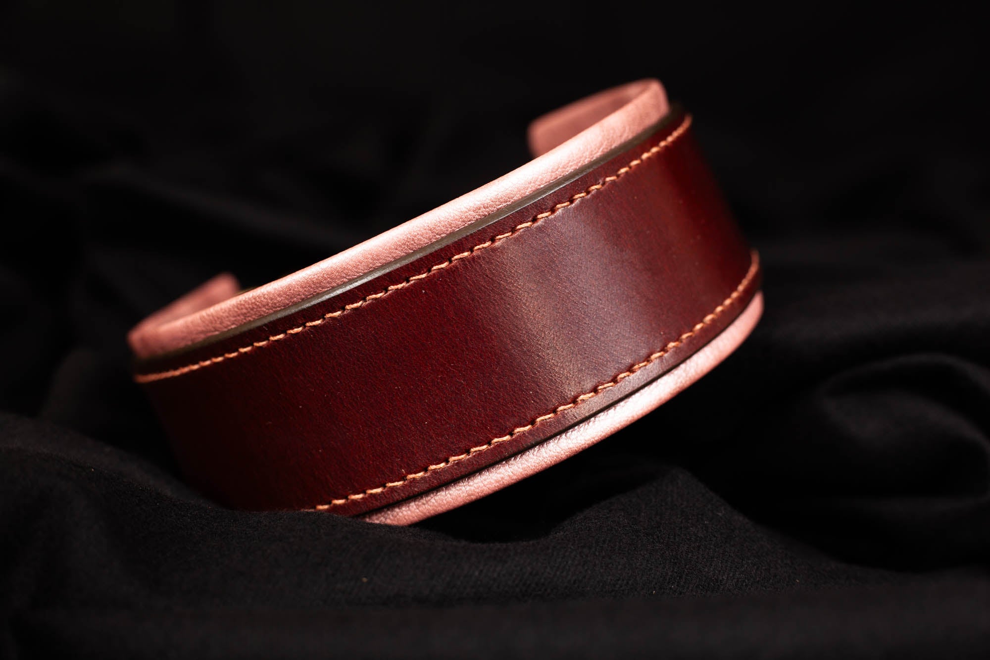 Zugstopphalsbnad Zugstopp Halsband Leder Rosa Metallic