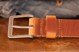 Ledergürtel, Gürtel aus Leder mit Pull-Up-Effekt und Gürtelschnalle in Altsilber, handgefertigt in der JZ Ledermanufaktur